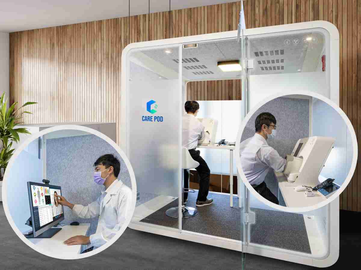 达擎于医疗科技展中展出＂远距诊疗舱＂，，以因应医疗数字化及社会高龄化趋势下、、、复诊及慢性病患等族群对于远距看诊需求逐渐升高所推出的创新整合方案。。多功能合一、、、、高隐私性的远距诊疗舱可根据病患端与医师端的不同需求，，提供弹性化及客制化功能，，，节省医生和病患的精力及时间